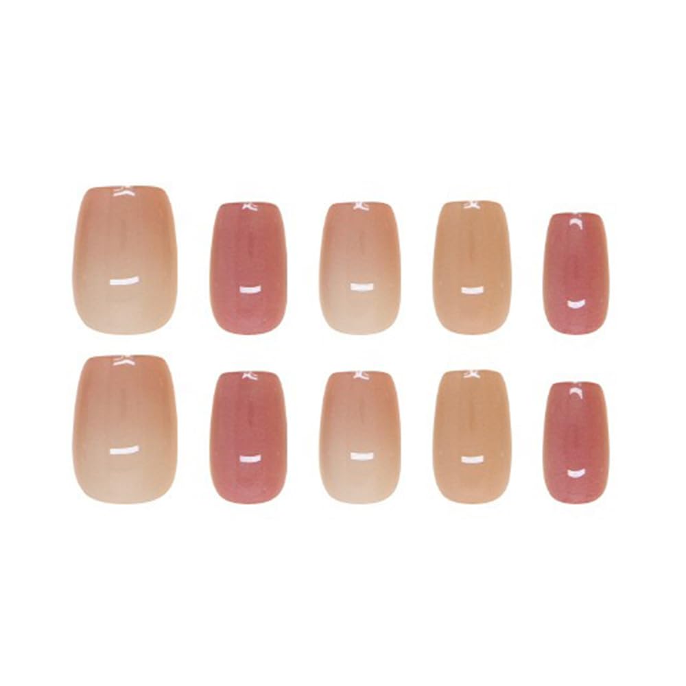 S.A.V.I 30 Pcs Short Square Nude Pink Gradient Cat Eye Glossy Press-On Nails | Fake Nail Tips for Women | Stylish Easy DIY Manicure Kit | No Liquid Glue Included | Salon-Quality Finish
