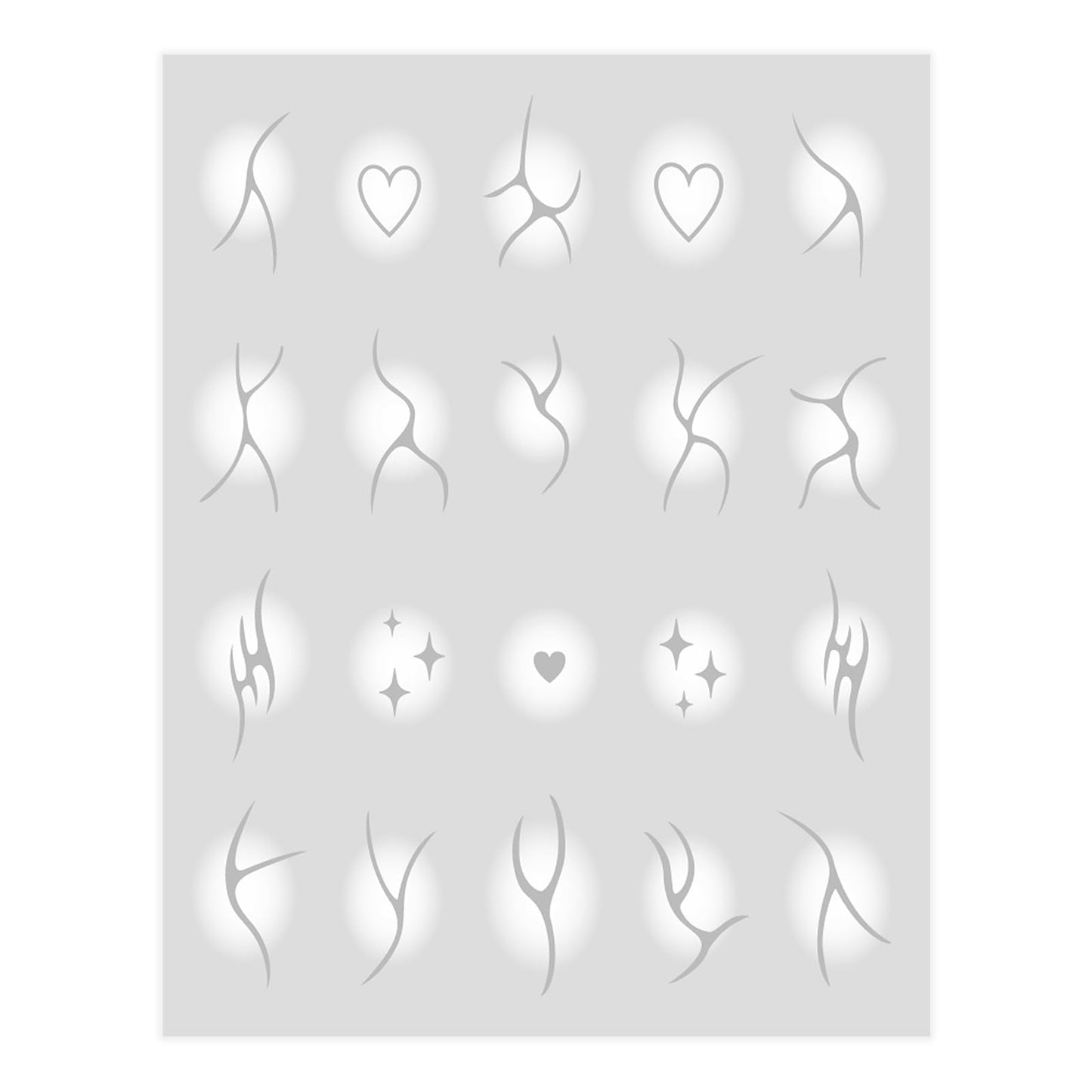 S.A.V.I 4 Sheets - 3D Self-Adhesive Nail Art Stickers | Blush Gradient with Metallic Silver Lines | Baby Pink, Hot Pink, Black & White | Heart & Abstract Designs