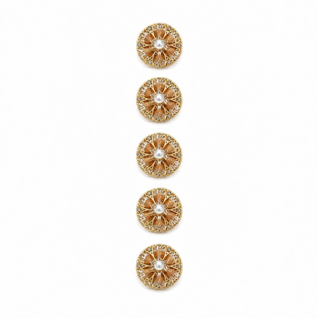S.A.V.I Pearl Rhinestone Shank Buttons Gold Tone Crystal 17.5mm | Set of 5, Floral Embellishments, For Blazers & Jackets, Sewing Crafts, For Dresses