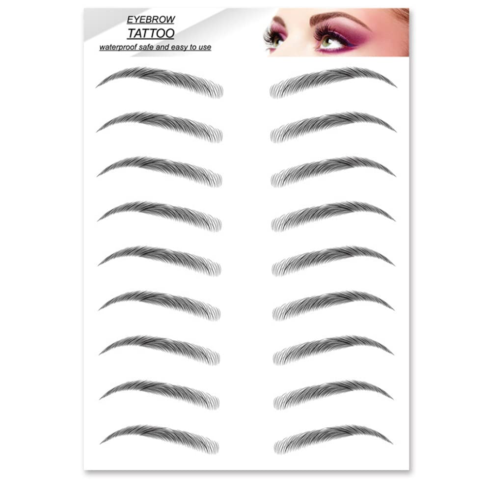 S.A.V.I 9 Pairs 6D Natural Look Eyebrow, Black Long Lasting Upto 4 Days, Waterproof Eyebrow Temporary Tattoo Sticker - 1 Sheet