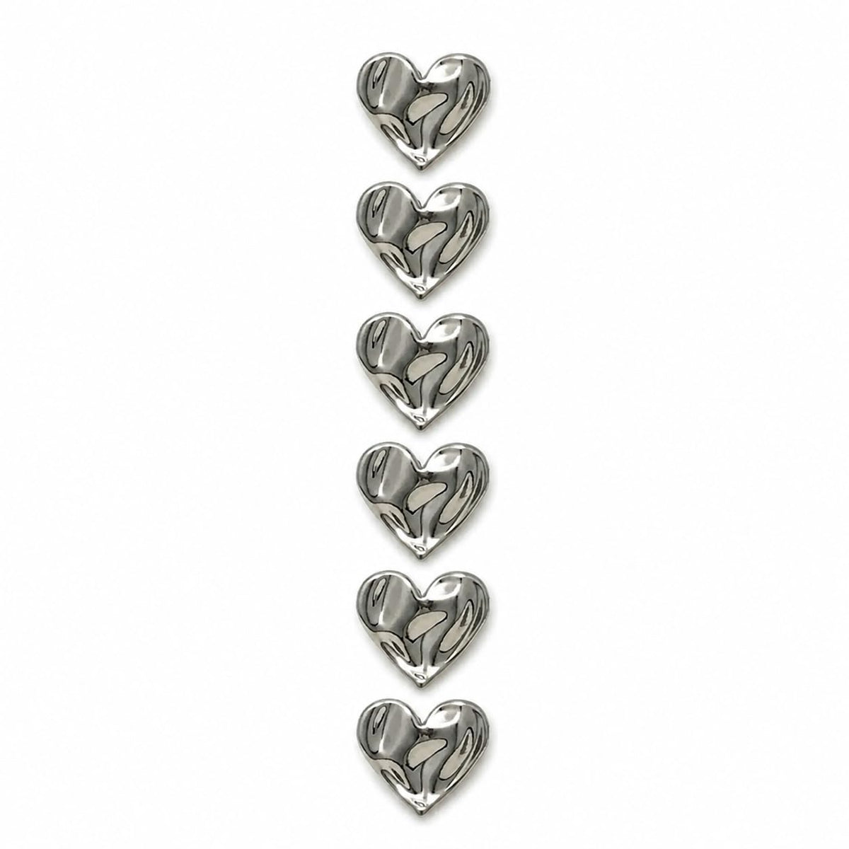S.A.V.I Silver Heart Sewing Buttons Shank Style 11mm, Set of 6 | Polished Finish, For Blouses & Jackets, DIY Craft & Tailoring, Garment Embellishment, Vests & Shirts