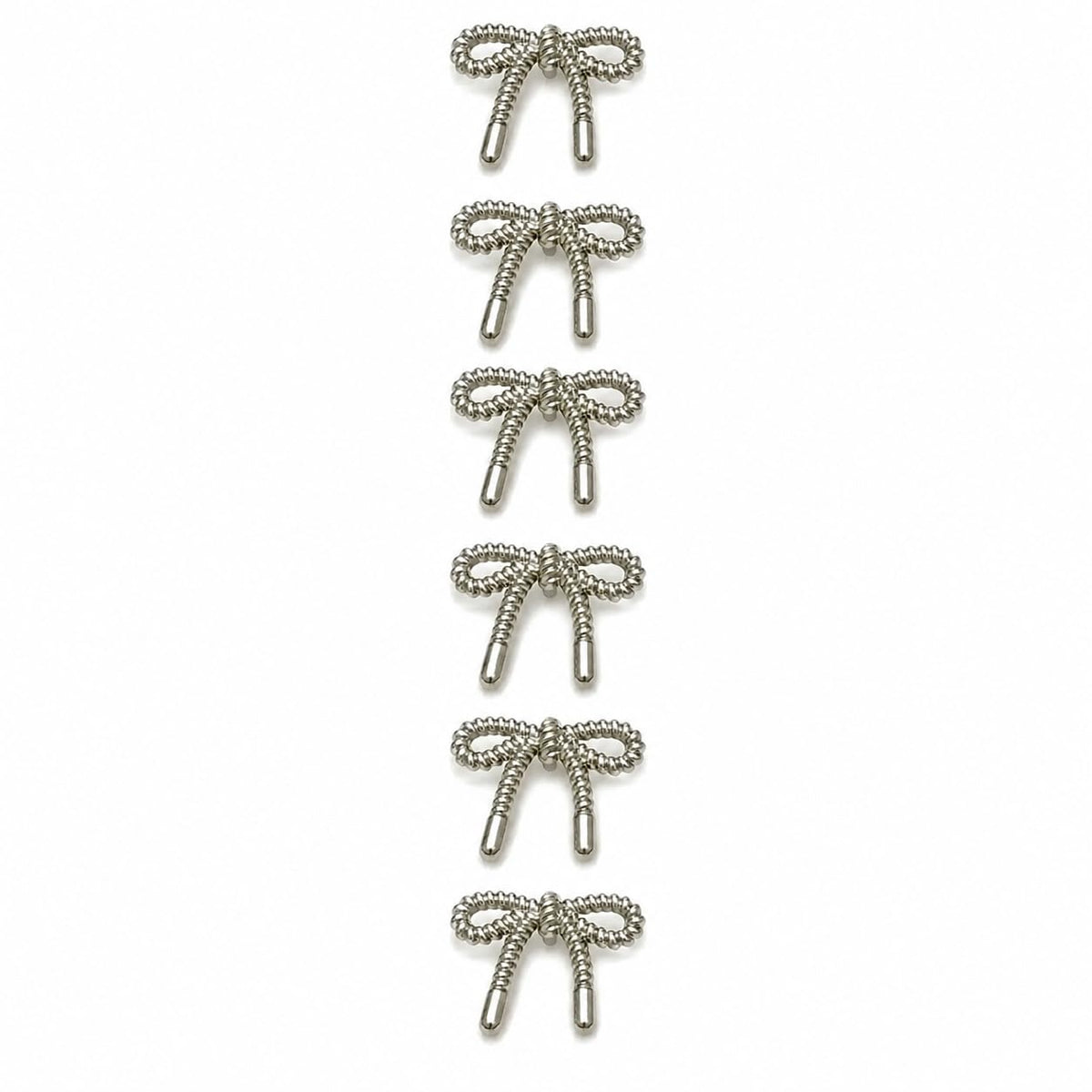 S.A.V.I Bow Buttons for Blouse & Saree, Silver-Tone 20mm Metal Shank | Set of 6, for Choli & Lehenga, Sewing & Tailoring, DIY Crafts, Women's Wear