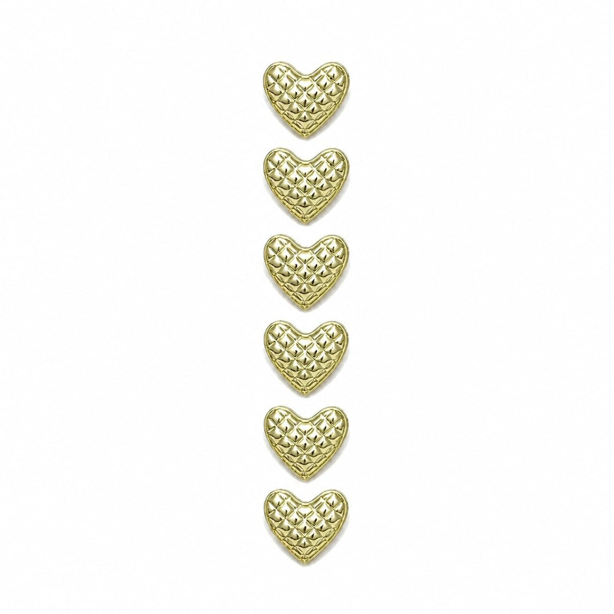 S.A.V.I Golden Heart Shape Sewing Buttons 11mm Pack of 6 | Quilted Shank Fasteners, DIY Crafts, For Blazers & Jackets, Decorative Embellishments