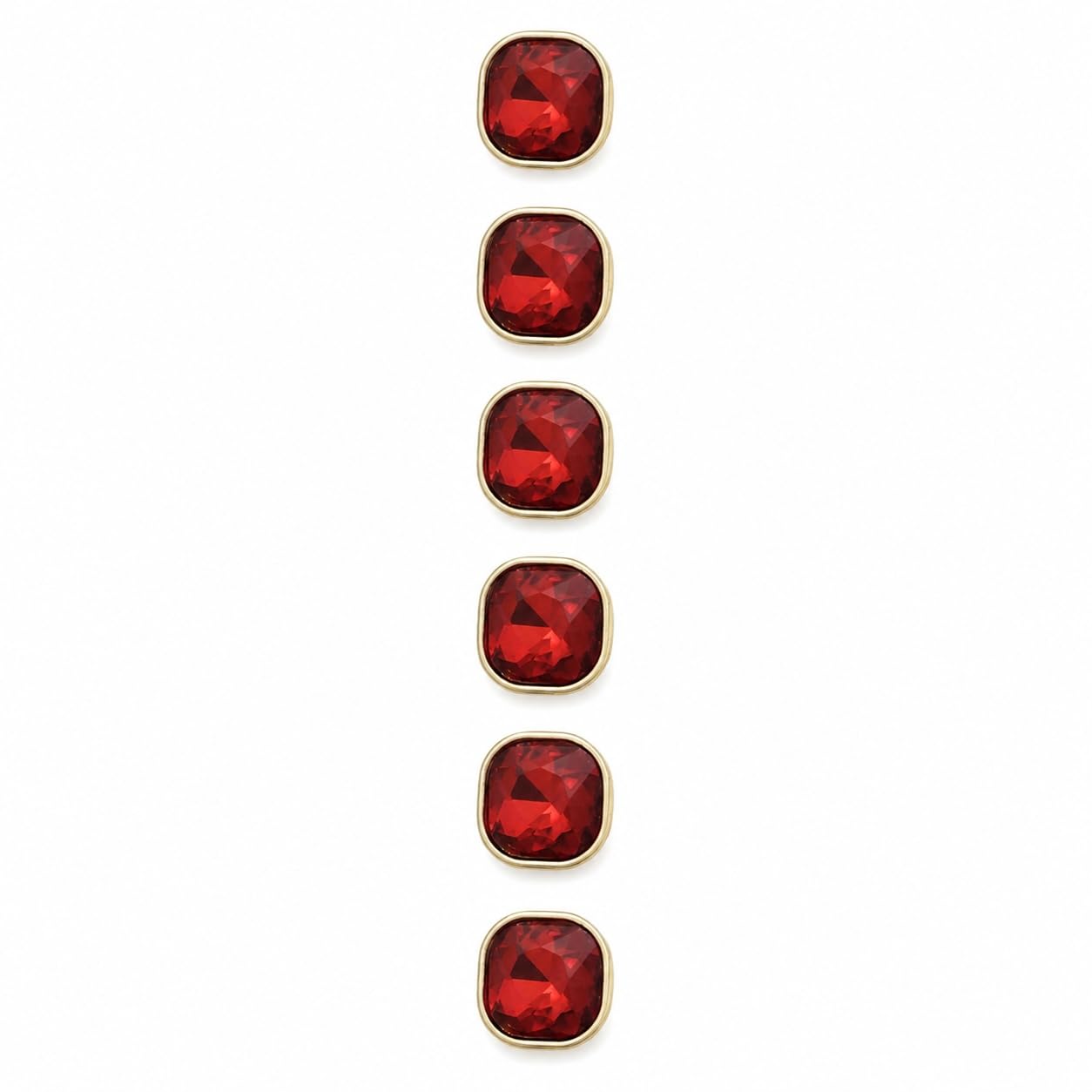 S.A.V.I Crystal Buttons for Kurti Blouse Ruby Red 12mm Set of 6 | Resin Shank Fasteners, Gold-Tone Rim, Ethnic Wear, Sewing Crafts, Dresses