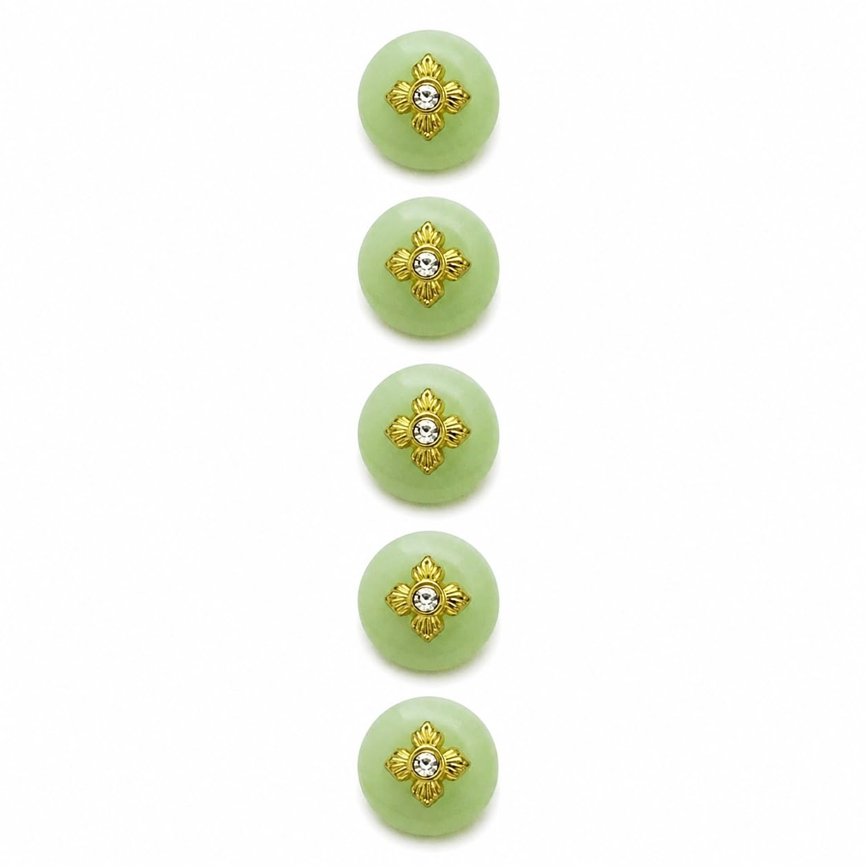 S.A.V.I Crystal Shank Buttons Jade Green 11mm Round Set of 5 | for Blouse & Kurti, Saree & Cardigan, DIY Sewing Crafts, Decorative Embellishments, Women's Buttons