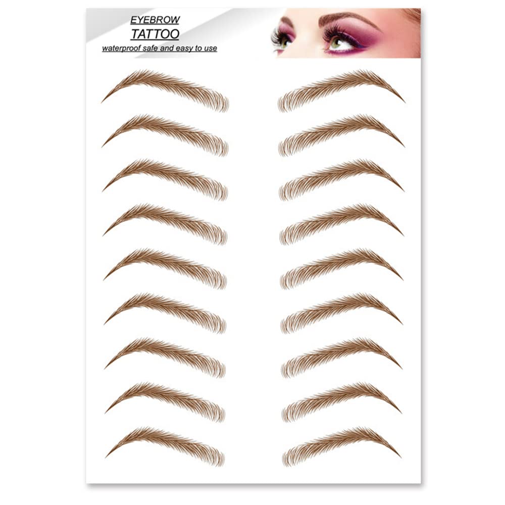 S.A.V.I 9 Pairs Natural Brown Eyebrow Tattoos, Long Lasting Up to 4 Days, Waterproof Eyebrow Temporary Tattoo Sticker - 1 Sheet #2BR