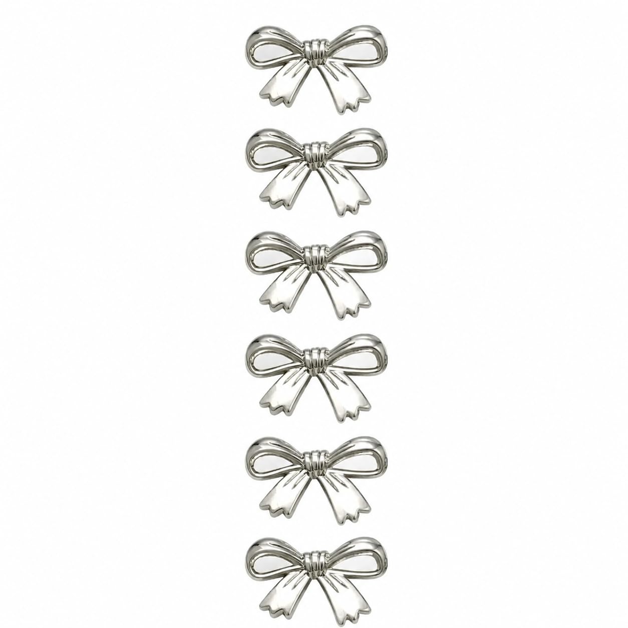 S.A.V.I Bow Buttons Shank Style 20mm for Women & Girls Set of 6 | Silver Tone, Fashion Fasteners, DIY Craft & Sewing, Garment Decoration, Dresses & Blouses