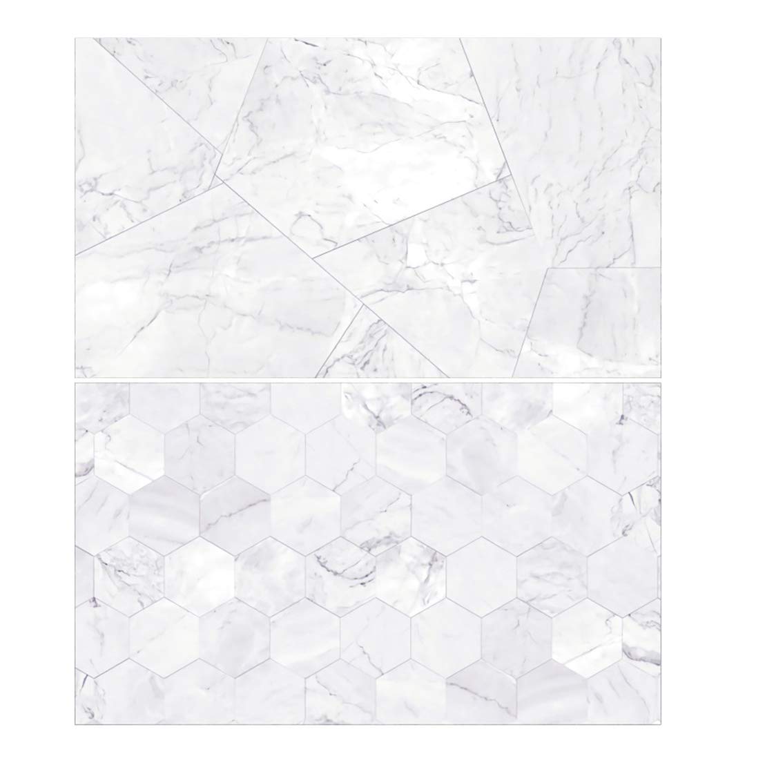 SAVIAURA 1 Sheet 2 in 1 Photography Backdrop 3D Flat Lay Tabletop Double-Sided 34x21 Photo Background PVC Wrinkle-Free for Small Products Food, Cosmetics Shoot (#11-White Hexa Tiles Pattern)