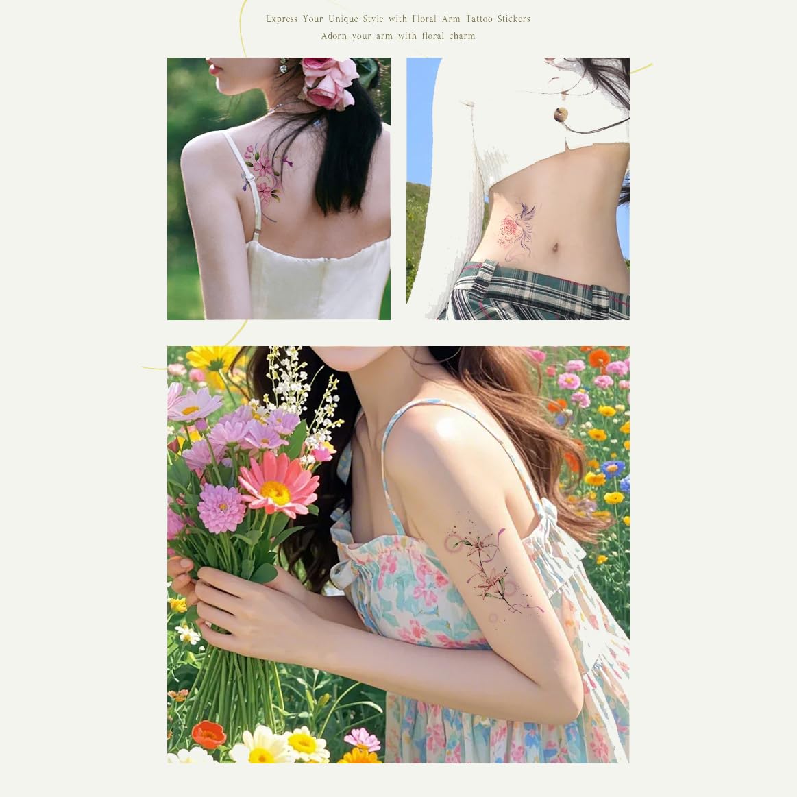 S.A.V.I Blue Tulip Floral & Female Silhouette Minimalist Line Art Waterproof Non-Toxic Temporary Tattoo Sticker Sheet 12 x 7.6 cm, Long-Lasting Removable Body Art Decal for Women & Girls, 1 Pc (45)