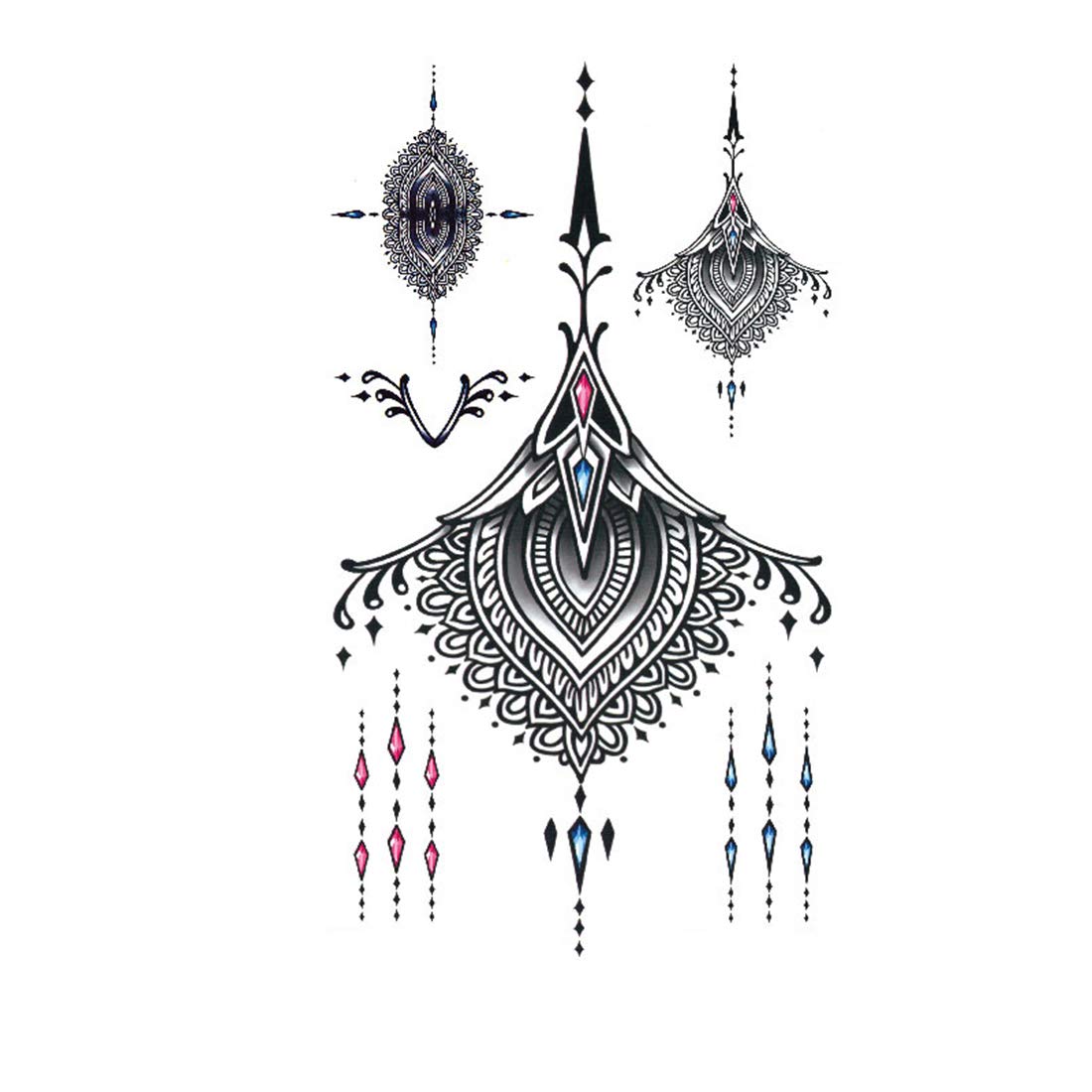 S.A.V.I 3D Temporary Tattoo Waterproof Sticker For Lower Back And Breast Colorful Lace Hanging Popular Sexy Designs Size - 24x14cm