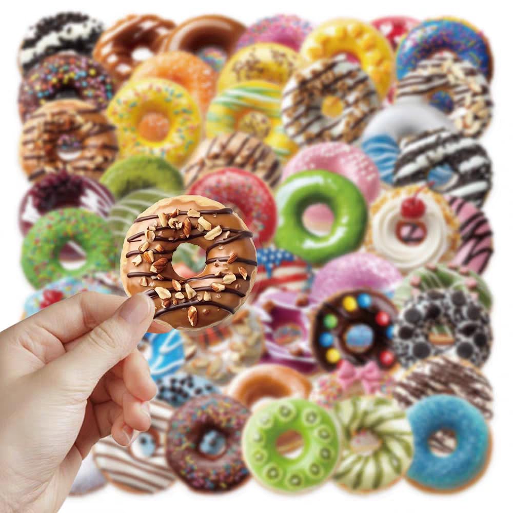 S.A.V.I 50 Cute Donut Stickers Pack | Kawaii Dessert Decals Multicolor
