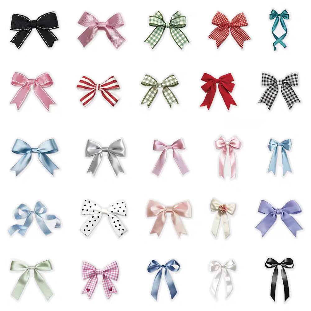 S.A.V.I 50 Pcs Cute Bow Stickers Set, Waterproof PVC Vinyl Decals