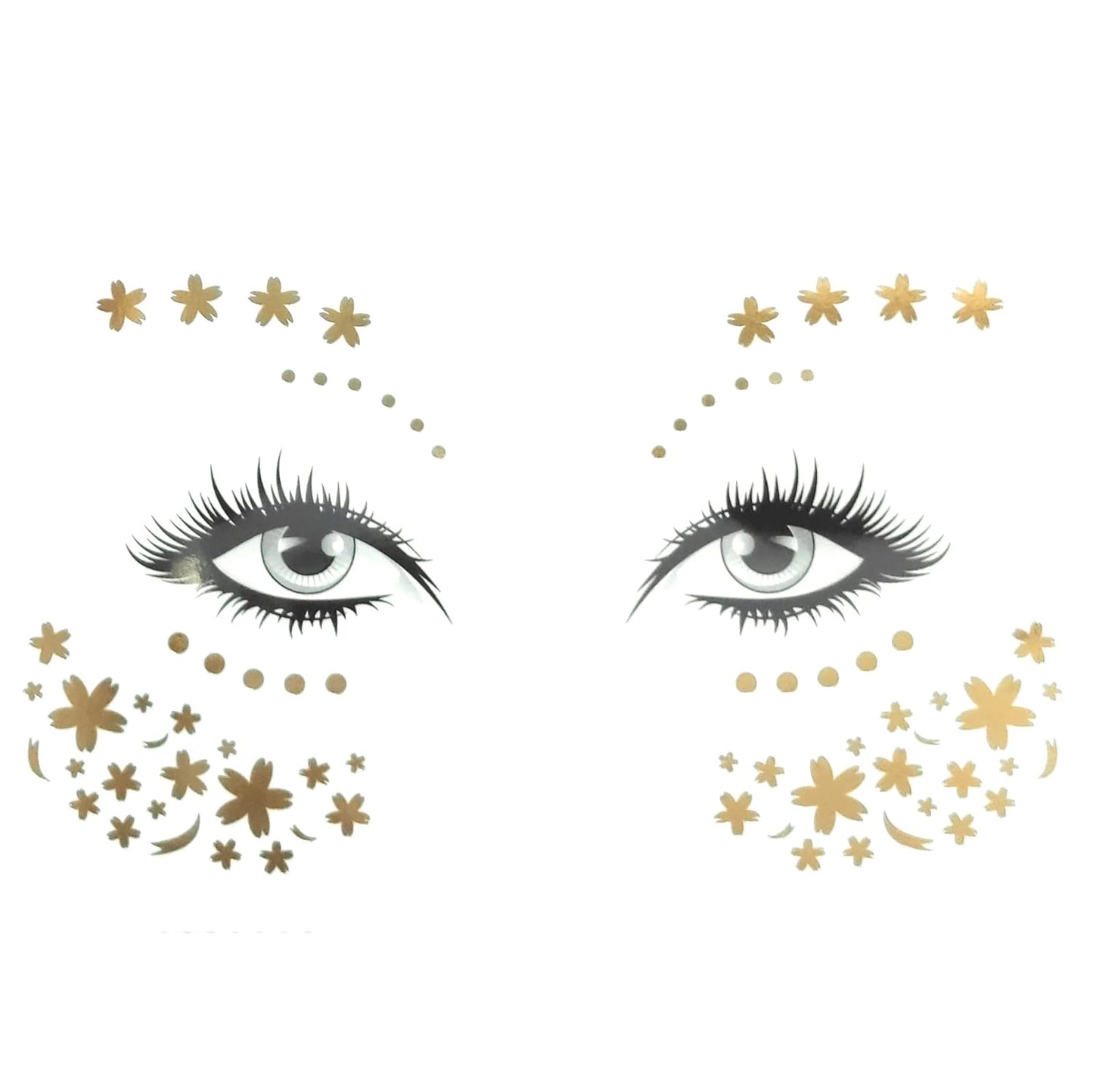 S.A.V.I Golden Face Temporary Tattoos - Achieve a Radiant Look with Effortless Application, Natural Appearance, Durable, and Easy Removal, Featuring Delicate Flower Petals