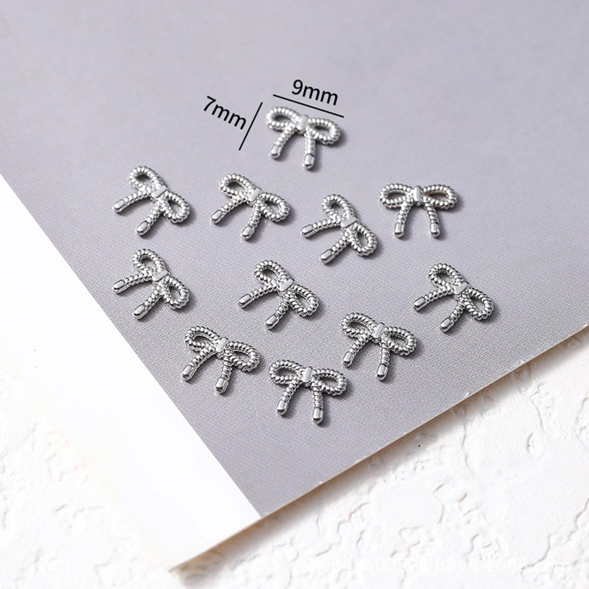 S.A.V.I 3D Bow Knot Nail Charms (80 Pcs) | Gold & Silver Mini Metal Studs 9×7 mm | Alloy Bow Design DIY Nail Jewellery for Gel, Acrylic & Press-On Nails