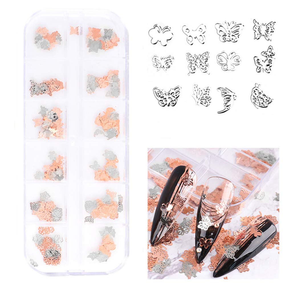 S.A.V.I 3D Nail Art Ultra-thin Metal Sequin Rose Gold Silver Butterfly Decorations Palette