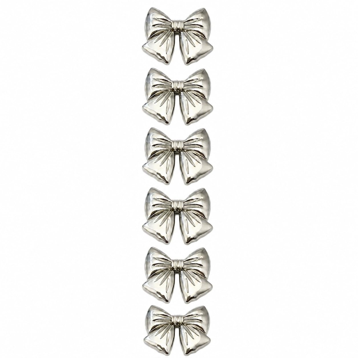 S.A.V.I Silver Bow Shank Buttons for Sewing & Crafts 17.5MM | Set of 6, Metallic Fasteners, For Blouses & Dresses, DIY Embellishment, Garment Decoration