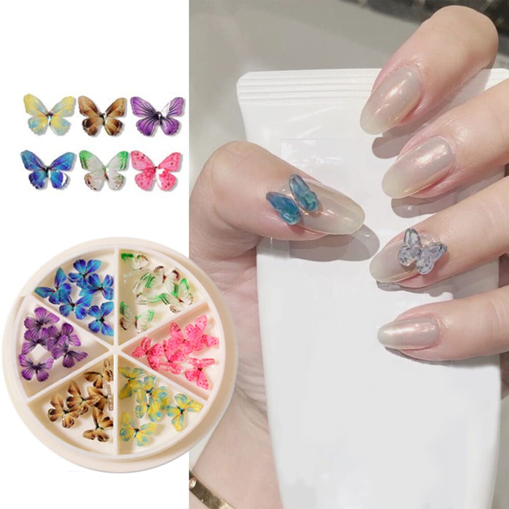 S.A.V.I 3D Butterfly Acrylic Nail Art Wheel 30Pcs. 6 Grid - Nail Decoration Perfect Accessory for Salon DIY Nail Art Design