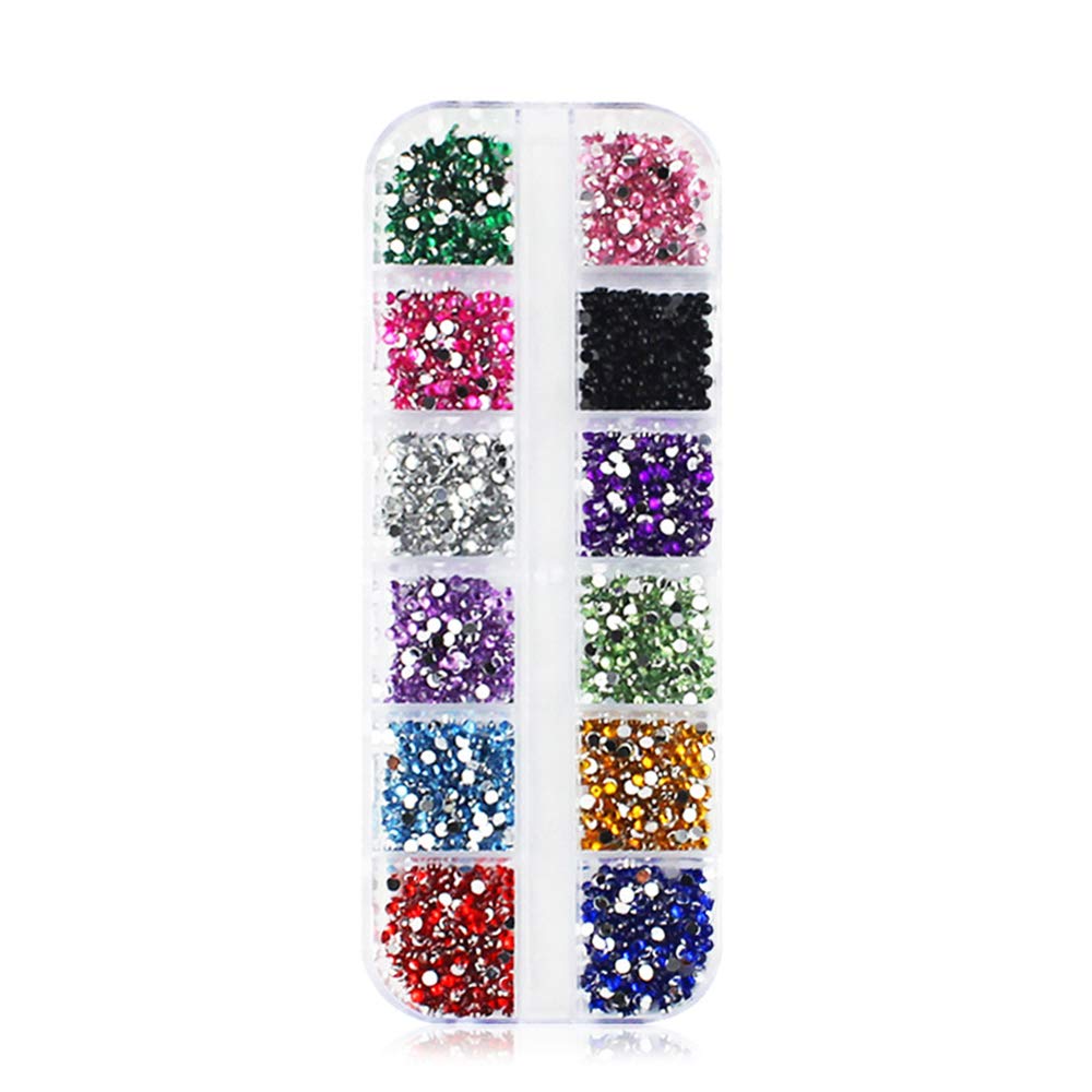 S.A.V.I 1PC. Palette 2mm Round Rhinestone 12 Styles DIY Nail Art Crystal Diamonds For Manicure