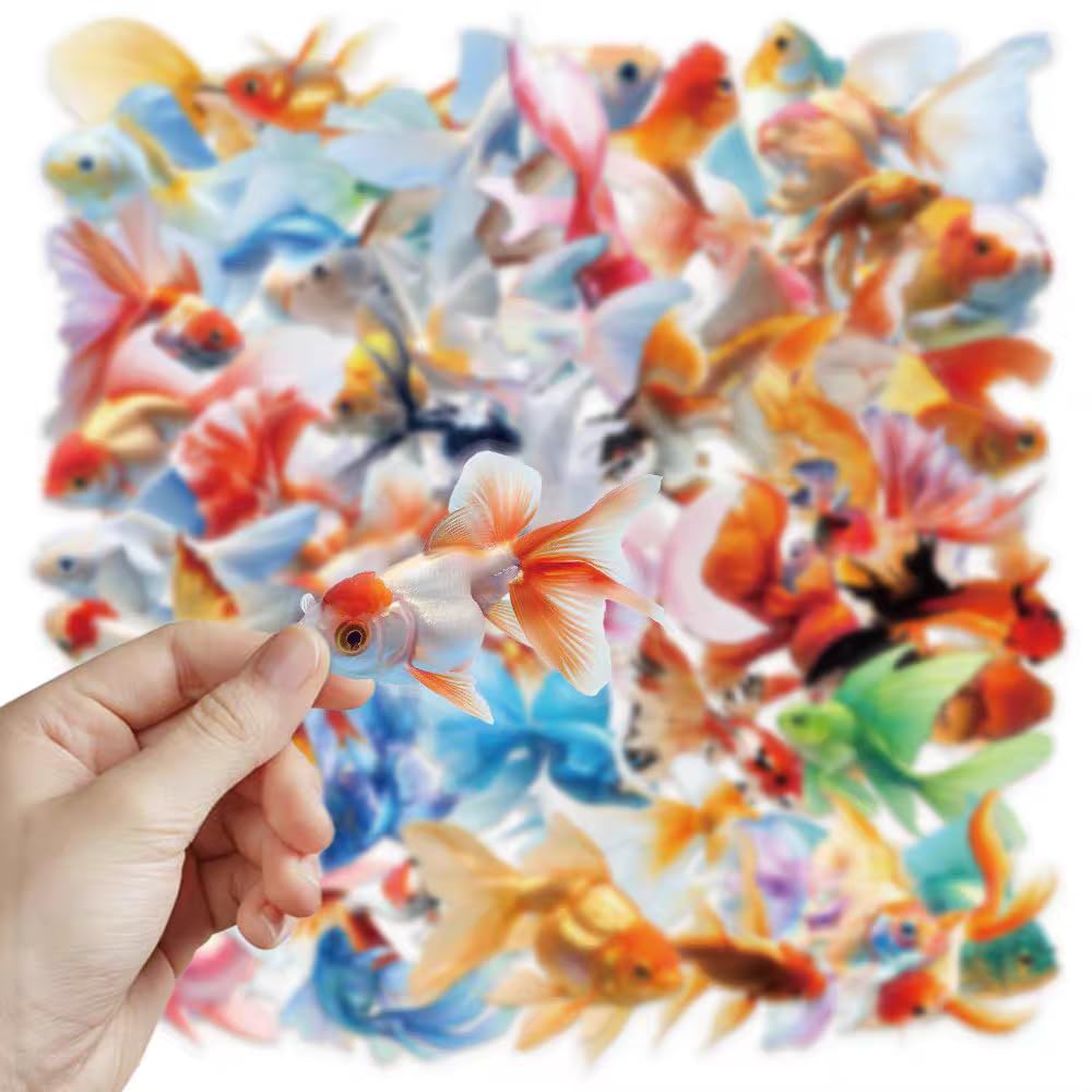 S.A.V.I 50 Pcs Multicolor Goldfish Stickers Set, Waterproof Vinyl Decals
