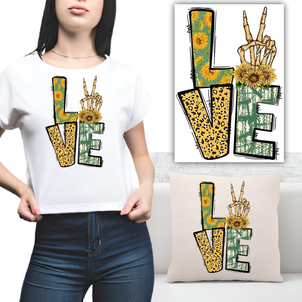 S.A.V.I Trendy Love Design Iron-On Patch | 1PC Washable Heat Transfer Sticker for DIY T-Shirts, Hoodies, Jeans, Bags Pillows | Vibrant Leopard Floral Applique for Stylish Customization