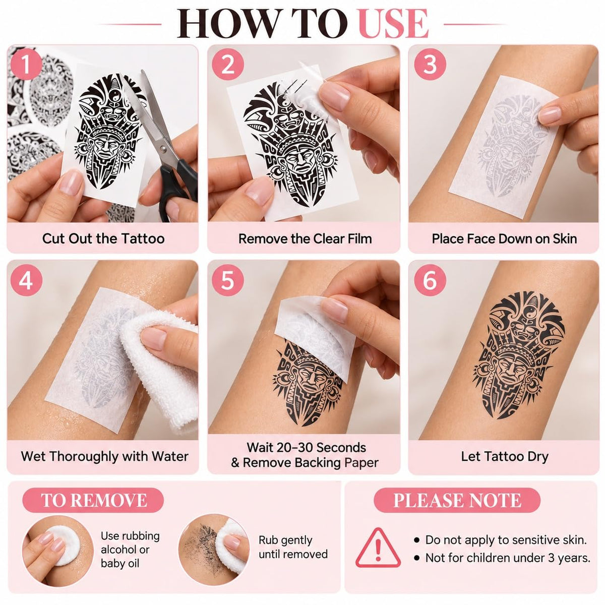 S.A.V.I Temporary Tattoo Stickers Tribal Designs 15x21 cm, 3 Sheets