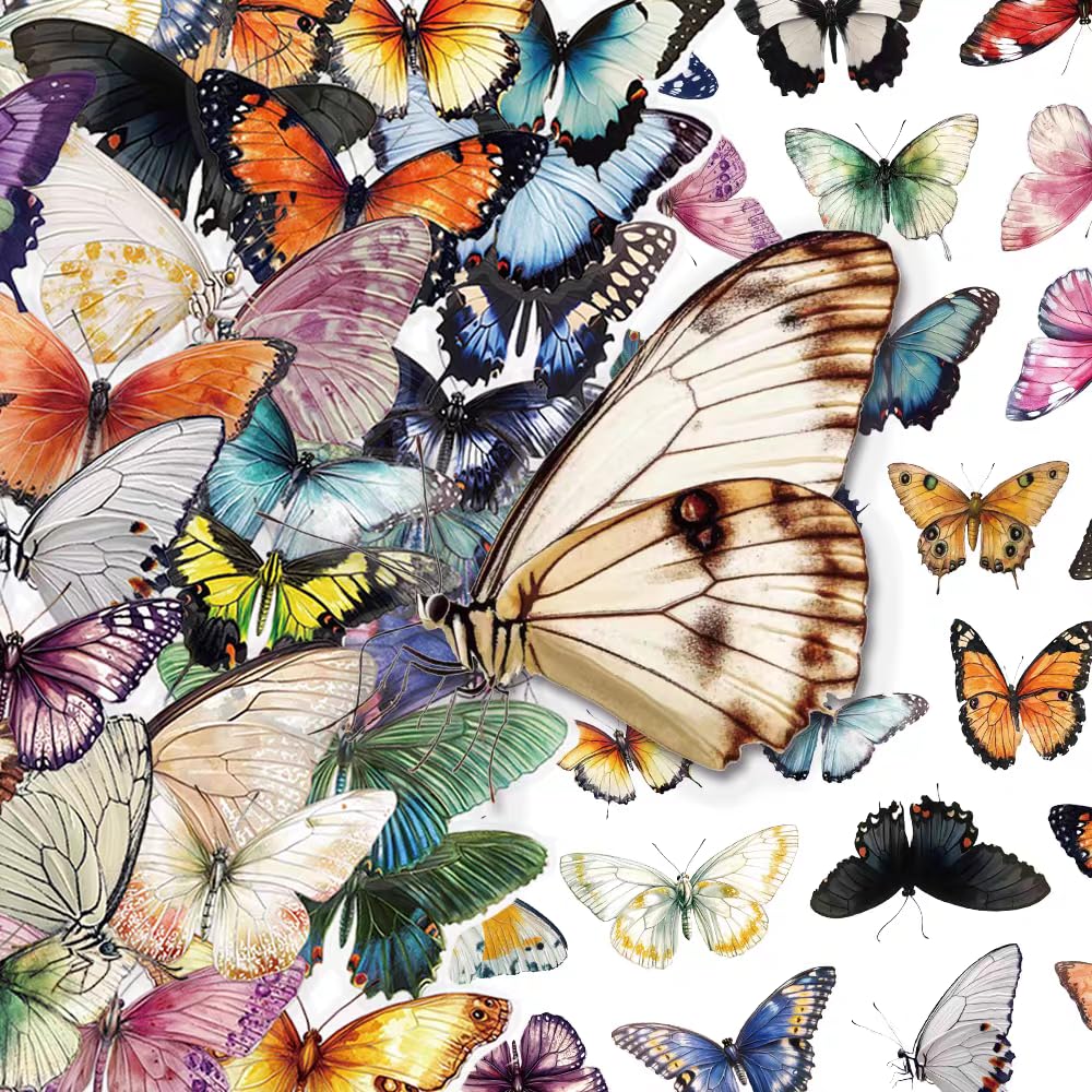 S.A.V.I 50 Pcs Butterfly Stickers Pack, Waterproof Vinyl Decals