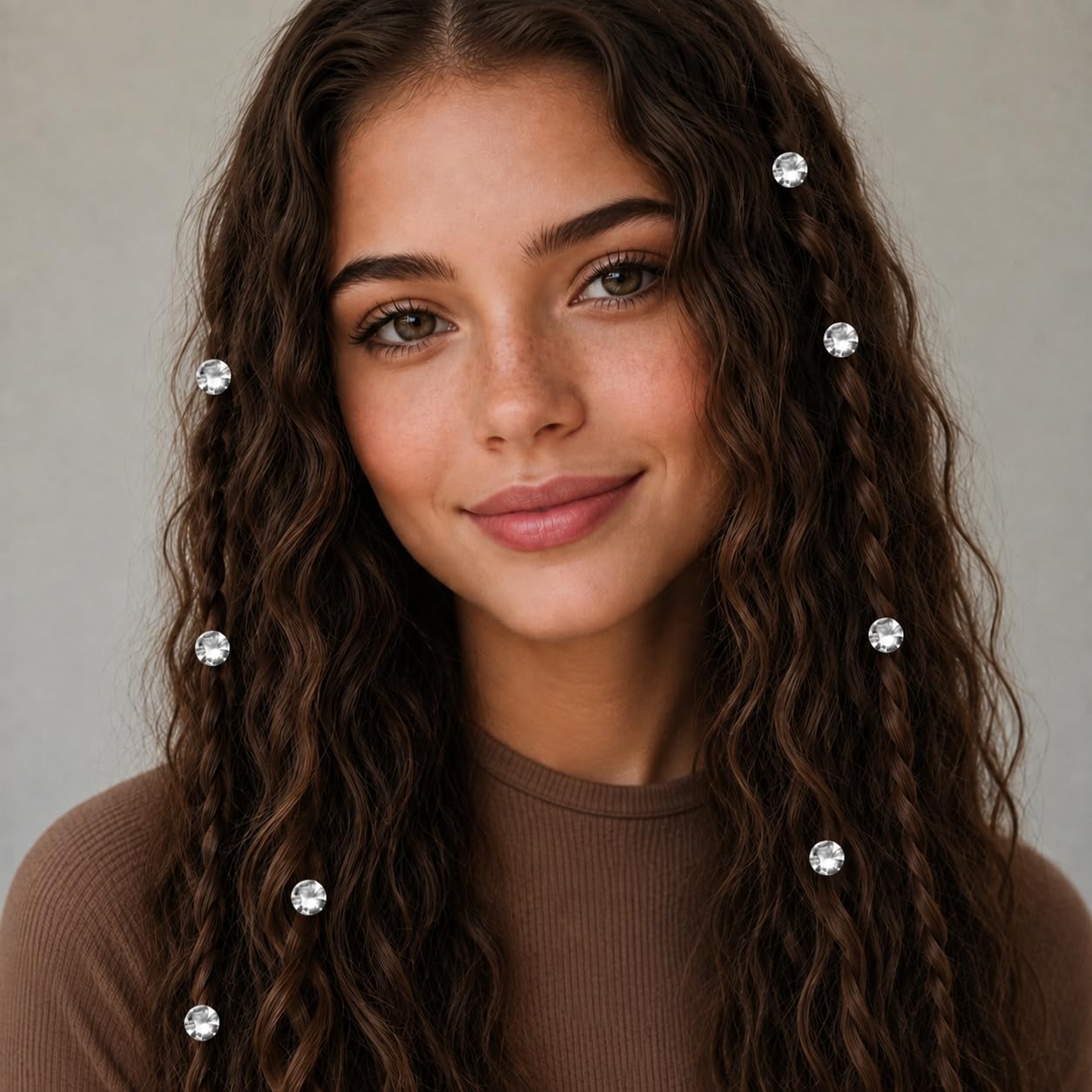 S.A.V.I Rhinestone Mini Hair Clips Set of 10 for Women & Girls | White Crystal Barrettes, 5 mm Size, Lightweight Metal, Secure Grip, Weddings & Parties