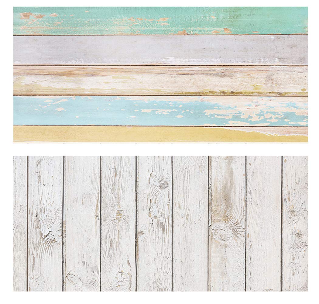 SAVIAURA 1 Sheet 2 in 1 Photography Backdrop 3D Flat Lay Tabletop Double-Sided 34x21 Multicolor Photo Background PVC Wrinkle-Free for Products Food, Cosmetics Shoot (#8- Multi-Color Wood Pattern)