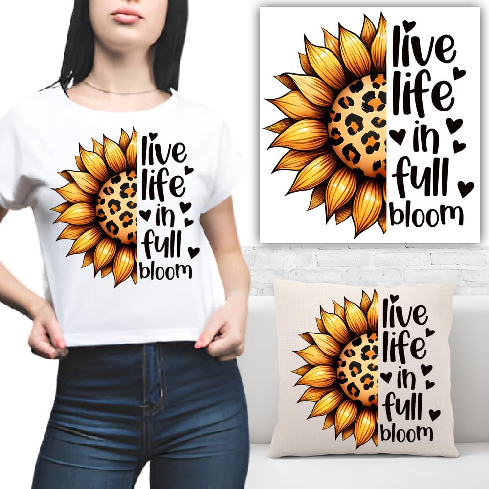 S.A.V.I 1PC Sunflower Leopard Print Iron-On Patch - 8.5x7 Inch | DIY Heat Transfer Sticker for T-Shirts, Hoodies, Backpacks Pillows | Washable, Vibrant Design | Easy Apparel Customization