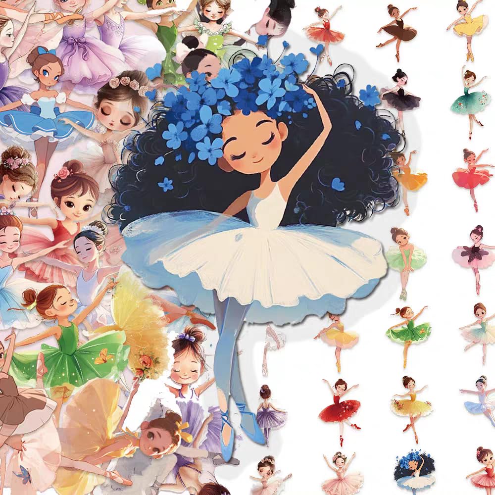 S.A.V.I 50 Pcs Cute Ballerina Princess Stickers for Kids Girls, PVC