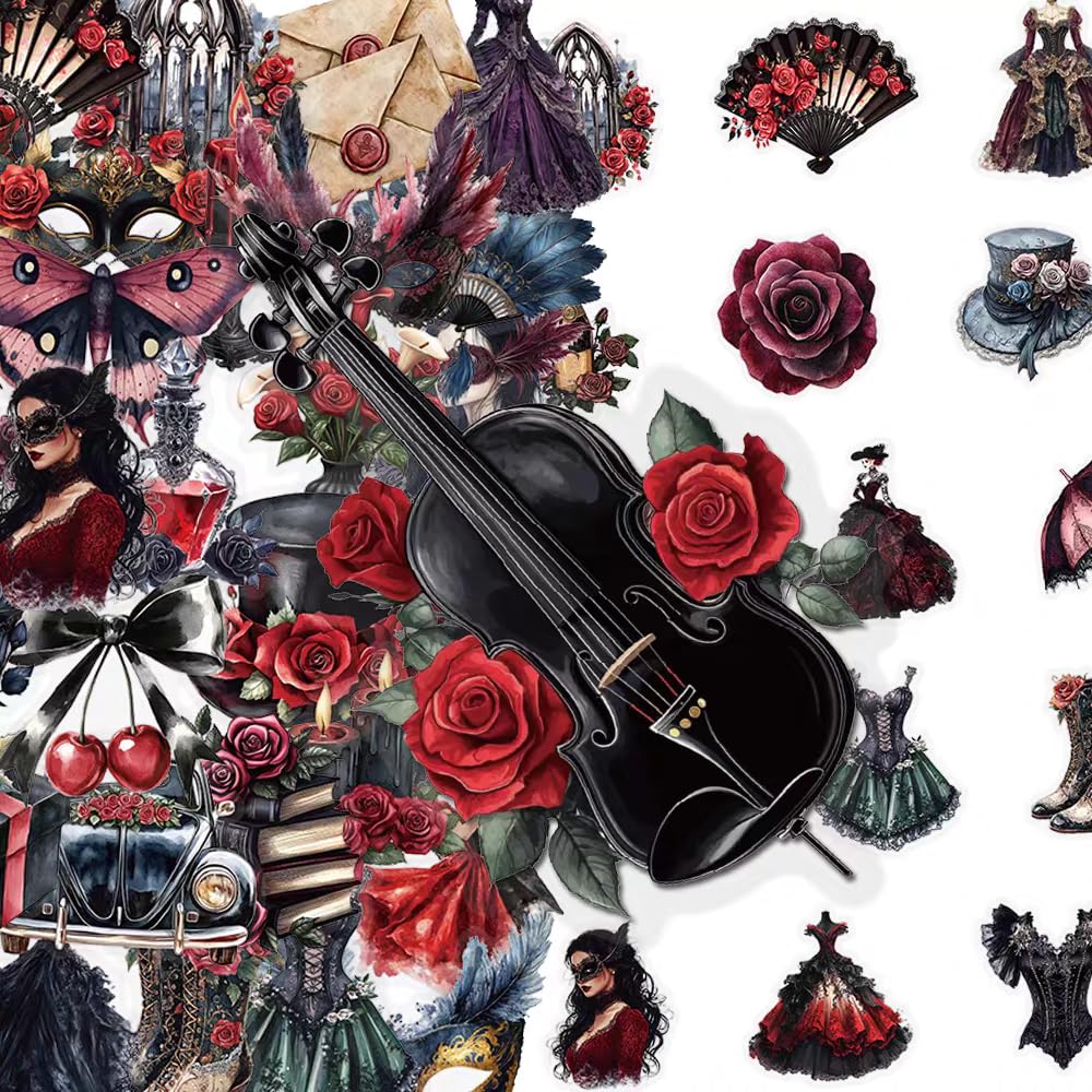 S.A.V.I 50 Pcs Gothic Vinyl Stickers Pack for Laptop & Water Bottle
