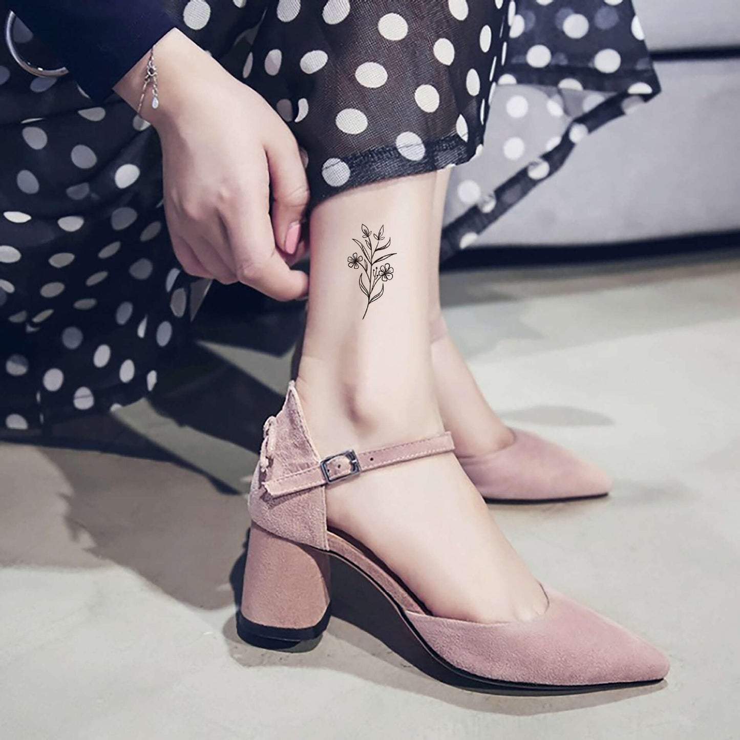 S.A.V.I 30 Pcs Black Temporary Tattoos for Women & Girls – Safe Non-Toxic Waterproof Body Art Stickers | Small Minimal Designs | 5x7.5cm Size | Long Lasting Stylish Fake Tattoo Set (14)