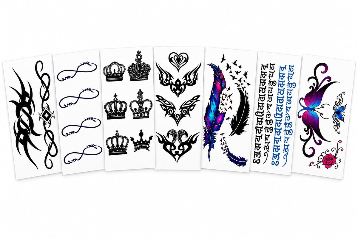 S.A.V.I Temporary Tattoo Stickers for Women, Multicolour, 7 Sheets