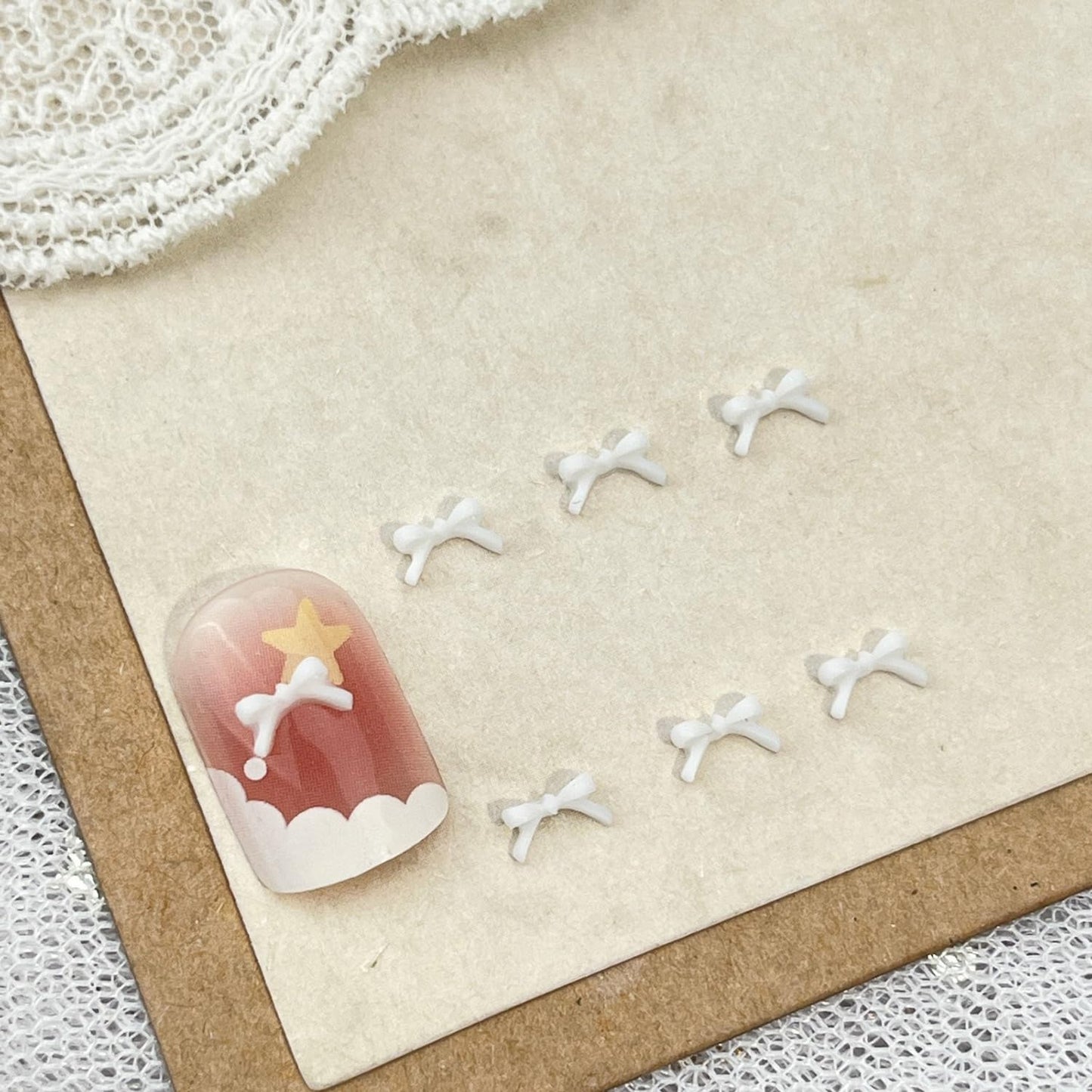 S.A.V.I 3D Bowknot Nail Art Charms Black & White | Mini Bow Shape 3x5mm & 4x7mm | Resin Nail Jewellery for DIY Nails | Pack of 70 Pieces