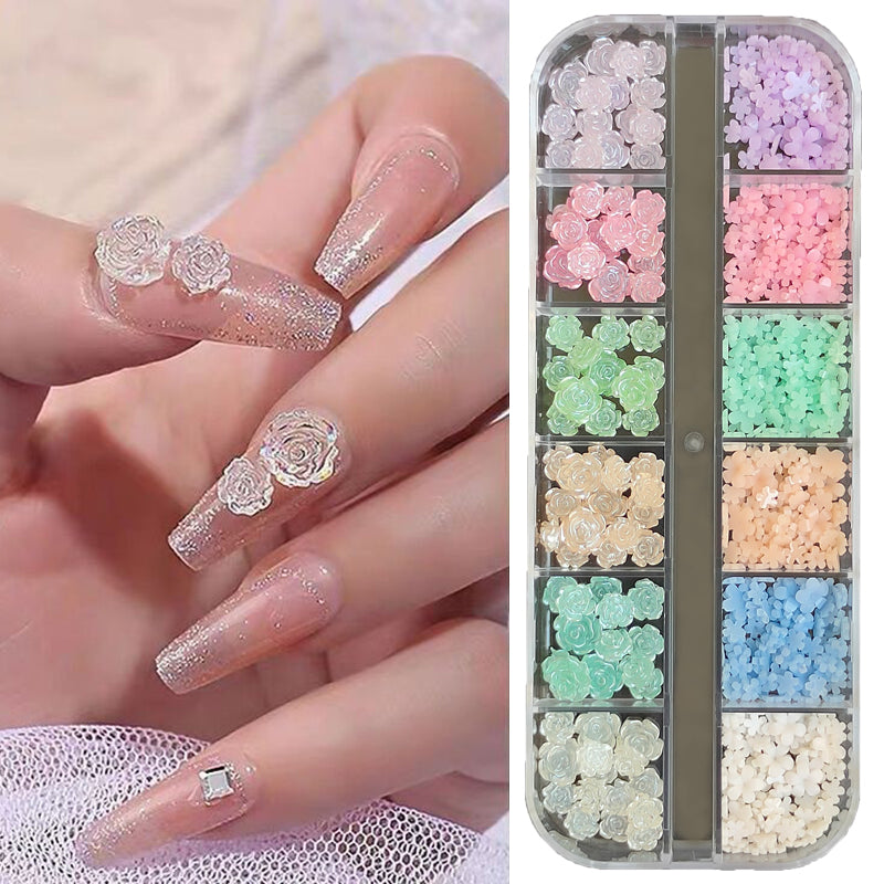 S.A.V.I 3D Nail Art Roses Five-Petal Flowers, DIY Multicolor Decor Kit