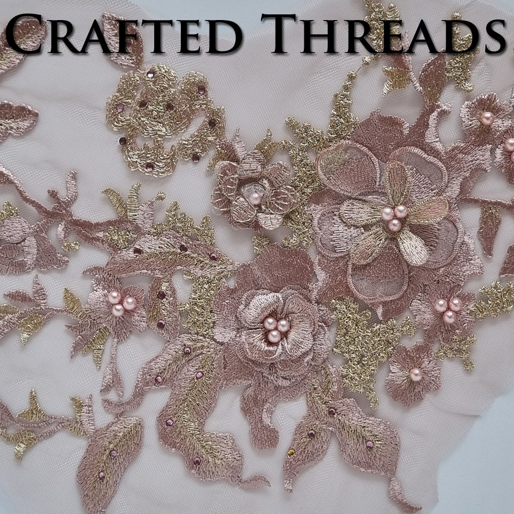 S.A.V.I 3D Floral Embroidered Applique Patch – Burgundy Rose Gold Mesh Lace Fabric (14.17x9.8 in) | DIY Bridal, Ethnic Wear, Lehenga, Saree, Blouse, Gown, Craft Sewing, Dress  Accessories (Burgundy)