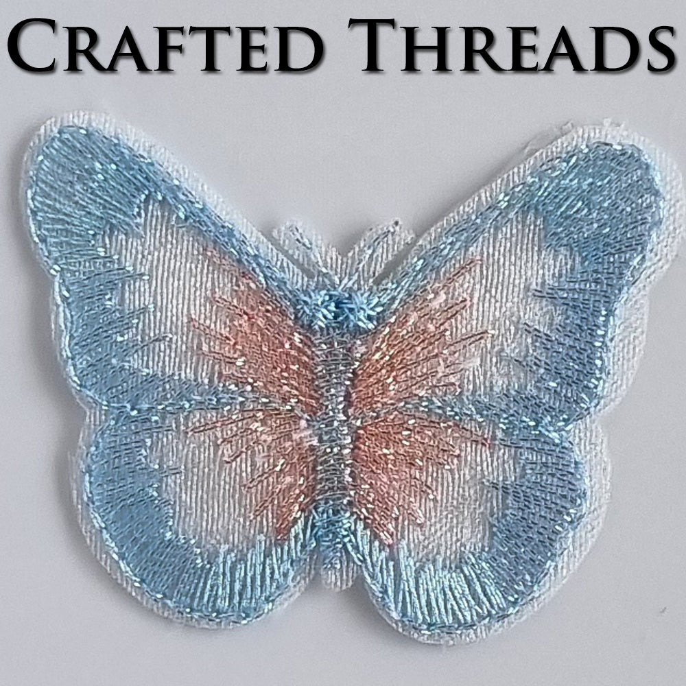 S.A.V.I 5PC 3D Blue Butterfly Applique Patch | Sew-On Mesh Lace Fabric Embroidery for DIY Dresses, Saree, Lehenga, Blouse, Gown, Bridal Wear  Craft | Decorative Sewing Patch (2x1.8 in) (Blue Pink)
