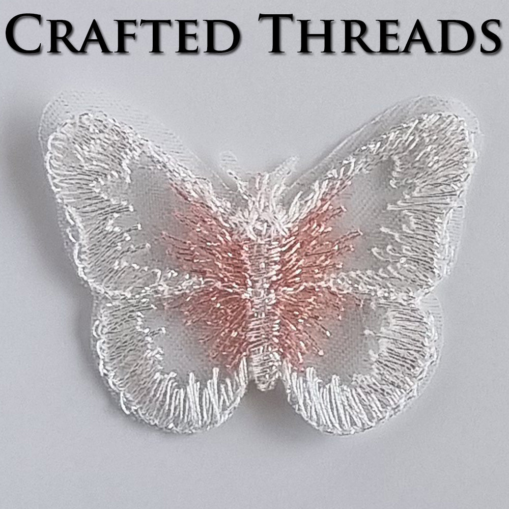S.A.V.I 5PC 3D Blue Butterfly Applique Patch | Sew-On Mesh Lace Fabric Embroidery for DIY Dresses, Saree, Lehenga, Blouse, Gown, Bridal Wear  Craft | Decorative Sewing Patch (2x1.8 in) (White pink)