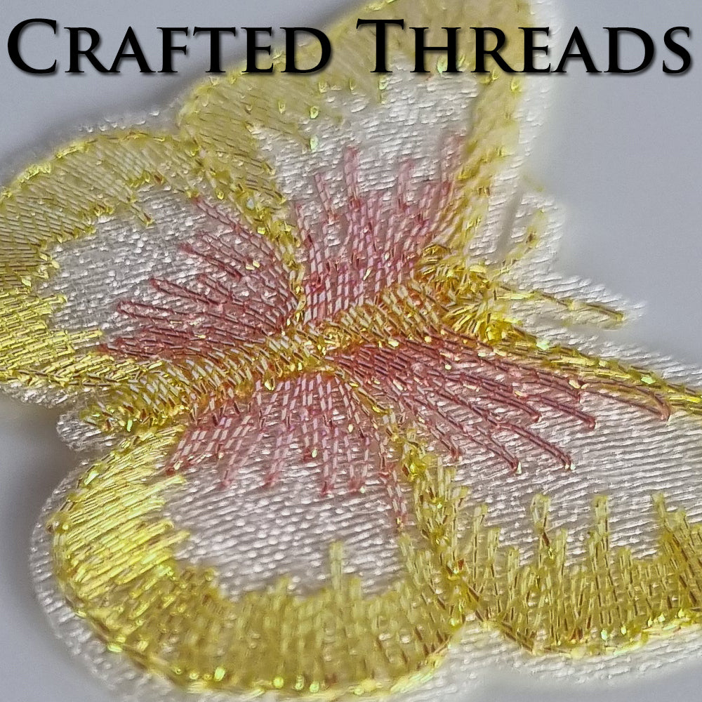 S.A.V.I 5PC 3D Blue Butterfly Applique Patch | Sew-On Mesh Lace Fabric Embroidery for DIY Dresses, Saree, Lehenga, Blouse, Gown, Bridal Wear  Craft | Decorative Sewing Patch (2x1.8 in) (Yellow pink)
