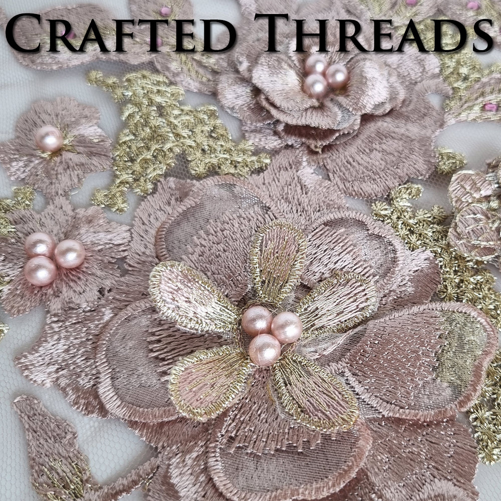 S.A.V.I 3D Floral Embroidered Applique Patch – Burgundy Rose Gold Mesh Lace Fabric (14.17x9.8 in) | DIY Bridal, Ethnic Wear, Lehenga, Saree, Blouse, Gown, Craft Sewing, Dress  Accessories (Burgundy)