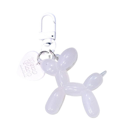 S.A.V.I Resin White Balloon Dog Keychain | Cute 3D Animal Charm for Bags & Keys | Durable 49mm Mini Accessory | Stylish Lightweight Key Ring for Men, Women & Kids (White)