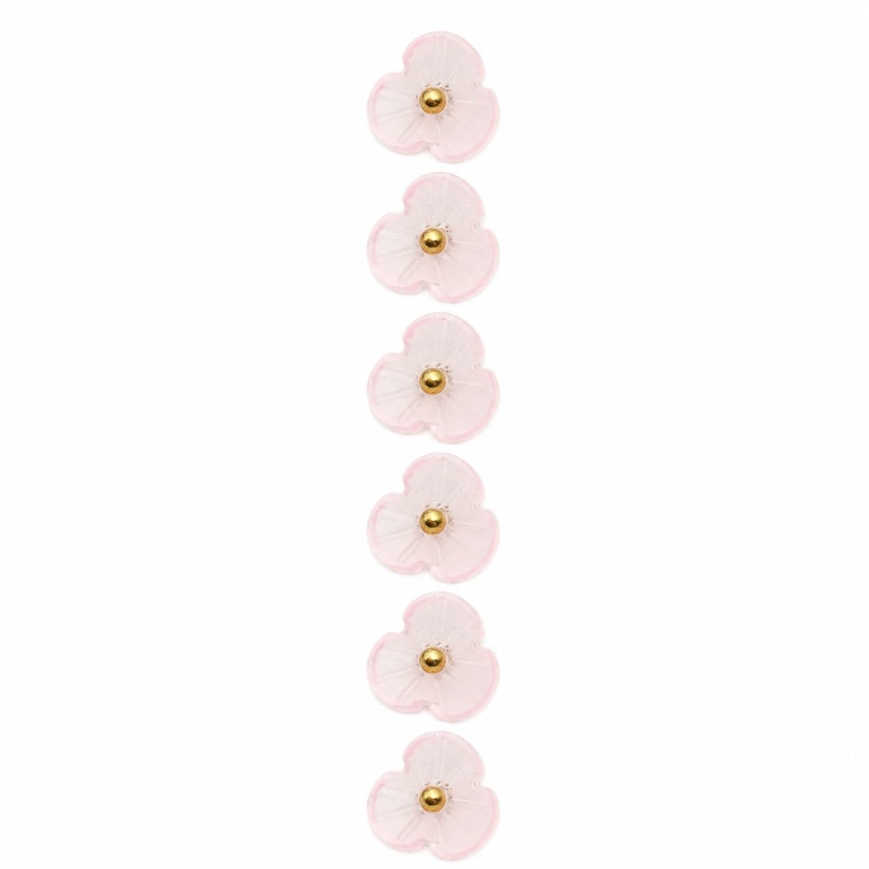 S.A.V.I Translucent Floral Shank Buttons 12mm with Golden Centres | Set of 6, Blush Pink For Shirts & Kurtis, DIY Crafting, Sewing Fasteners