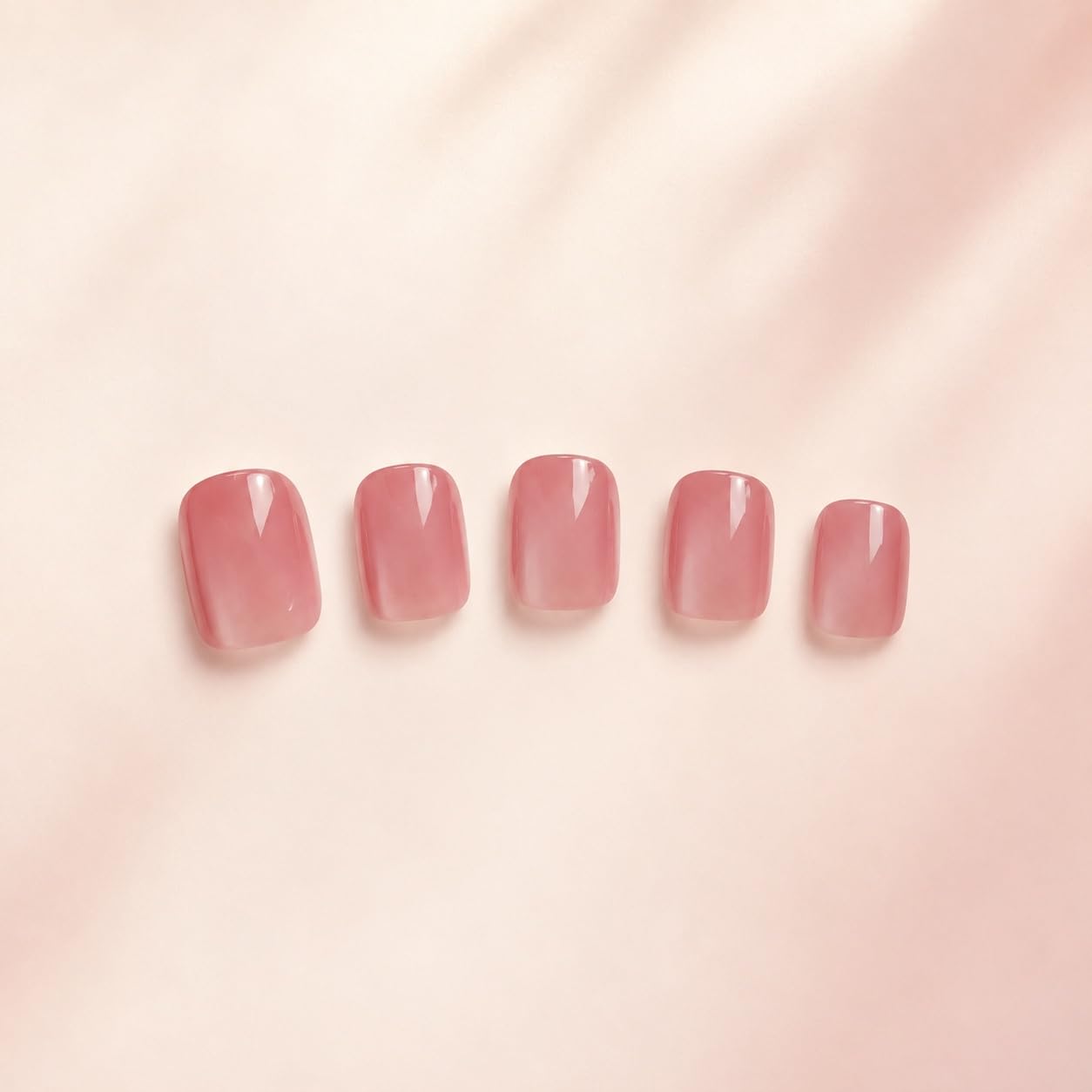 S.A.V.I Short Square Press on Nails Blush Rose Cat Eye Finish 24 Pcs