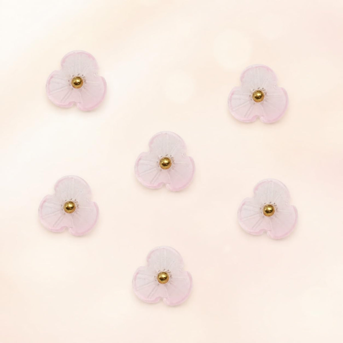 S.A.V.I Translucent Floral Shank Buttons 12mm with Golden Centres | Set of 6, Blush Pink For Shirts & Kurtis, DIY Crafting, Sewing Fasteners