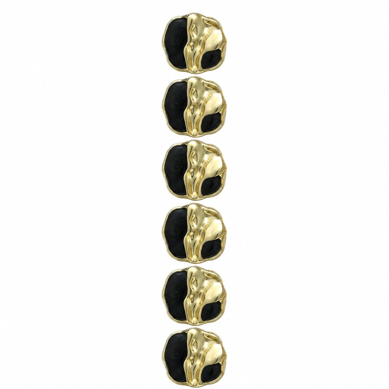 S.A.V.I Designer Shank Buttons 15mm Black & Gold Molten Finish | Set of 6, For Blazers & Jackets, DIY Garments, Decorative Accent, Sewing Fasteners
