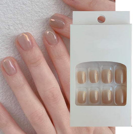 S.A.V.I 24pc Nude Aurora Square Press-On Nails - Natural Look, Adhesive  Glue Included