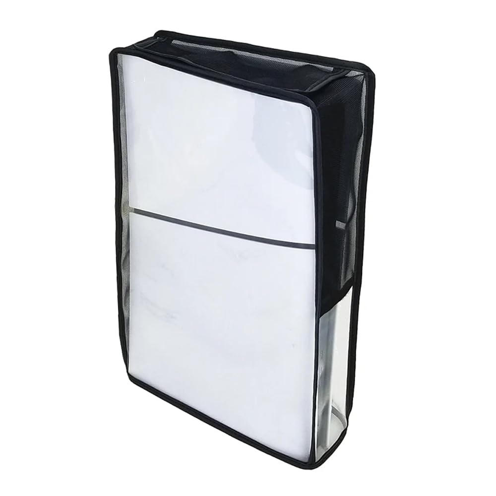 S.A.V.I Dustproof Breathable Cover for PS5 Slim Vertical Console, Black & Transparent Mesh with TPU Case, Flip-Open Cooling Design, Scratch & Water Resistant (Vertical)