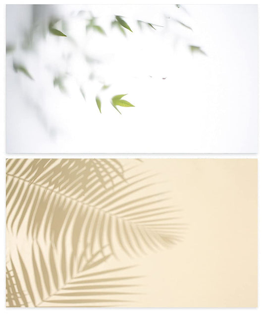 SAVIAURA 1 Sheet 2 in 1 3D Flat Lay Tabletop Double-Sided Photography Backdrop Photo Studio Flatlay Background PVC Wrinkle-Free for Small Product Shoot (Plants Shadow on Wall Pattern)