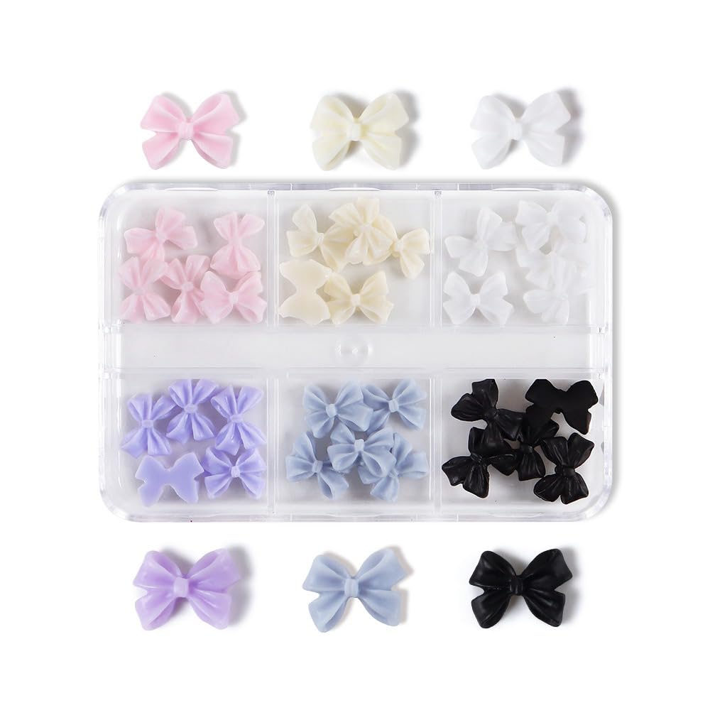 S.A.V.I 3D Bowknot Nail Art Accessories - 30 Pcs Colorful Bow Decorations | Multi-Color Pastel  Black Bows for DIY Nail Design | Manicure Accessories for Women  Girls | Stylish Nail Decor Set
