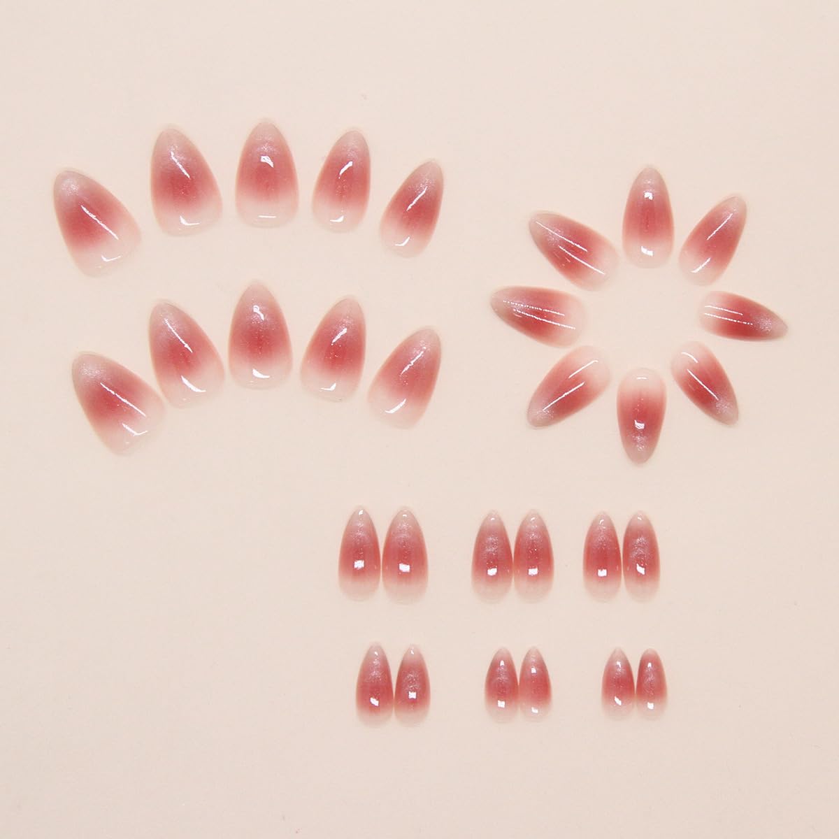 S.A.V.I Holographic Mirror Chrome Press On Nails, Medium Square Length, Iridescent Silver Pink Finish, ABS Artificial Nails, 30 Pcs Box with Glue & Adhesive Tabs